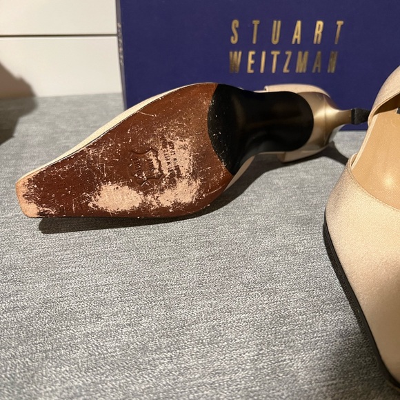 Stuart Weitzman Women's Toucan Taupe Crepe Fabric Pumps Size 9 - Picture 8 of 9